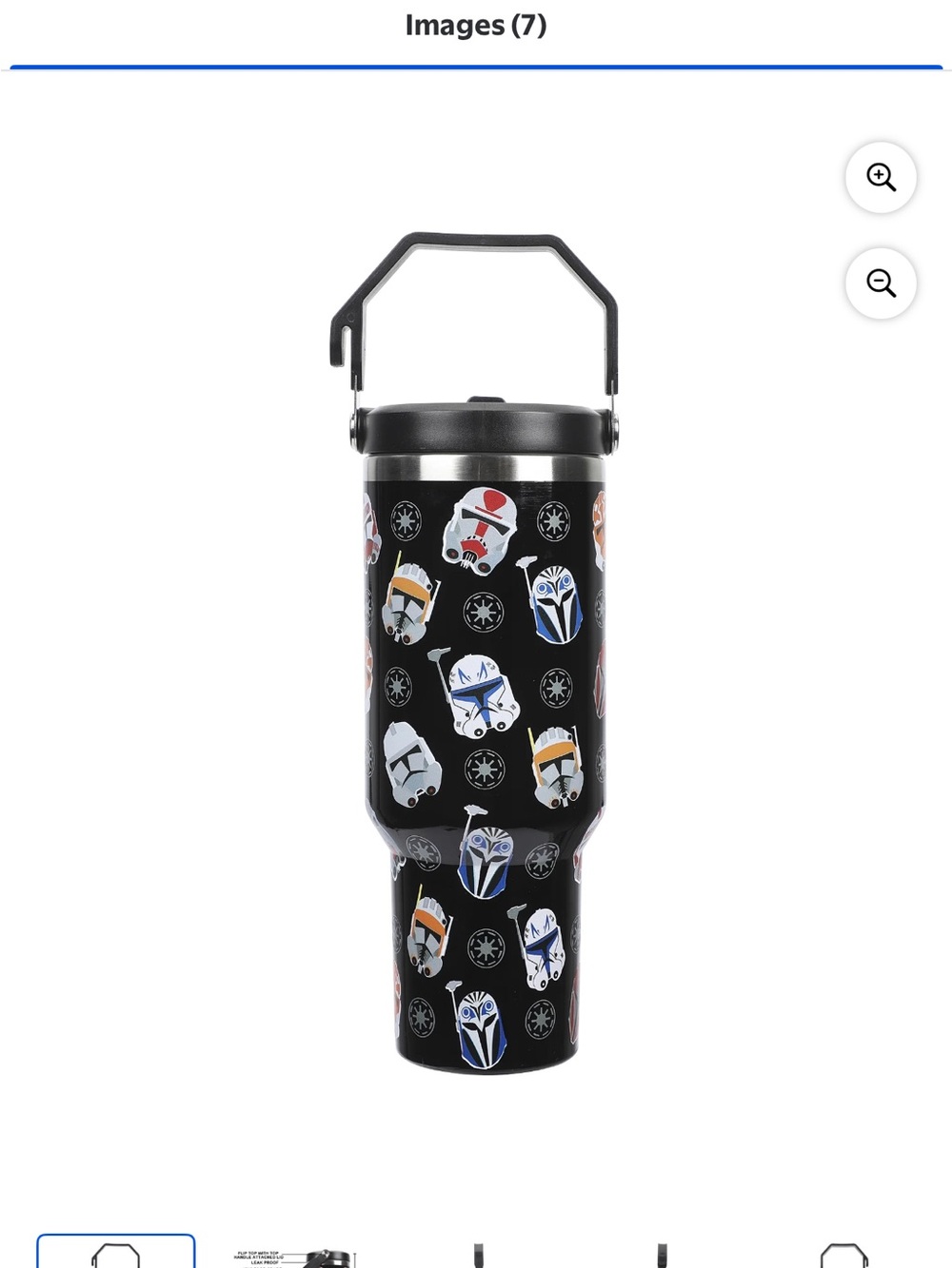 Bioworld Black Star Wars Clone Trooper & Mandalorian Helmet Travel Tumbler
